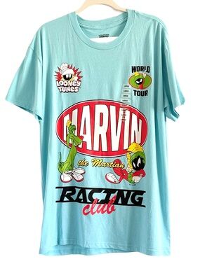 🌻 Looney Tunes Marvin the Martian Graphic Tee - Light Aqua Large